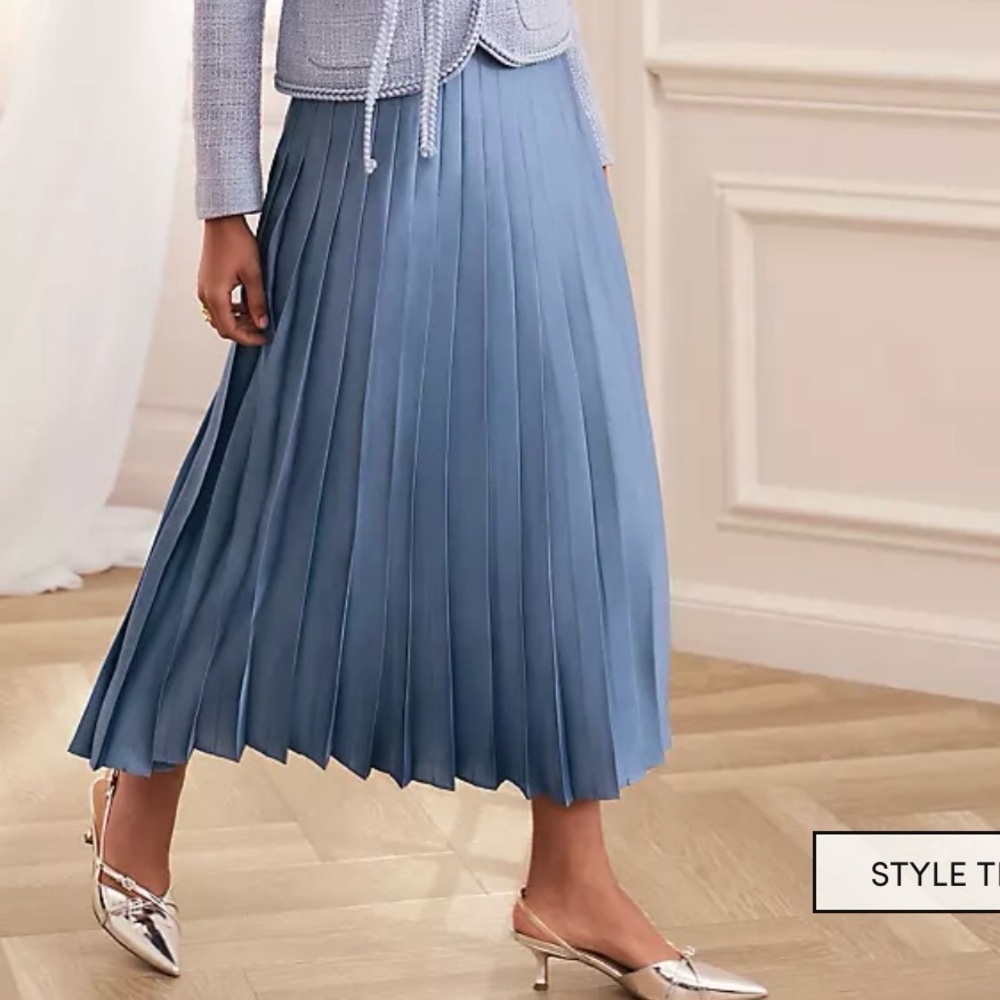 Satin Pleated Midi Skirt
